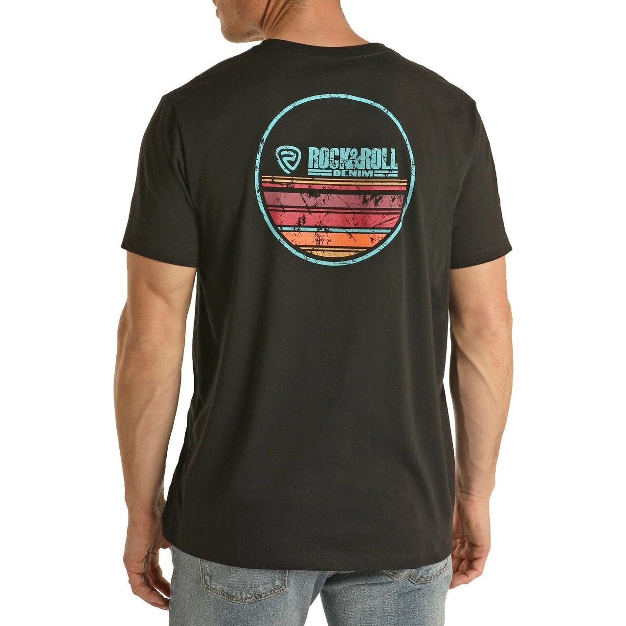 Rock & Roll Denim Men's Logo Black Short Sleeve T-Shirt P9-2616