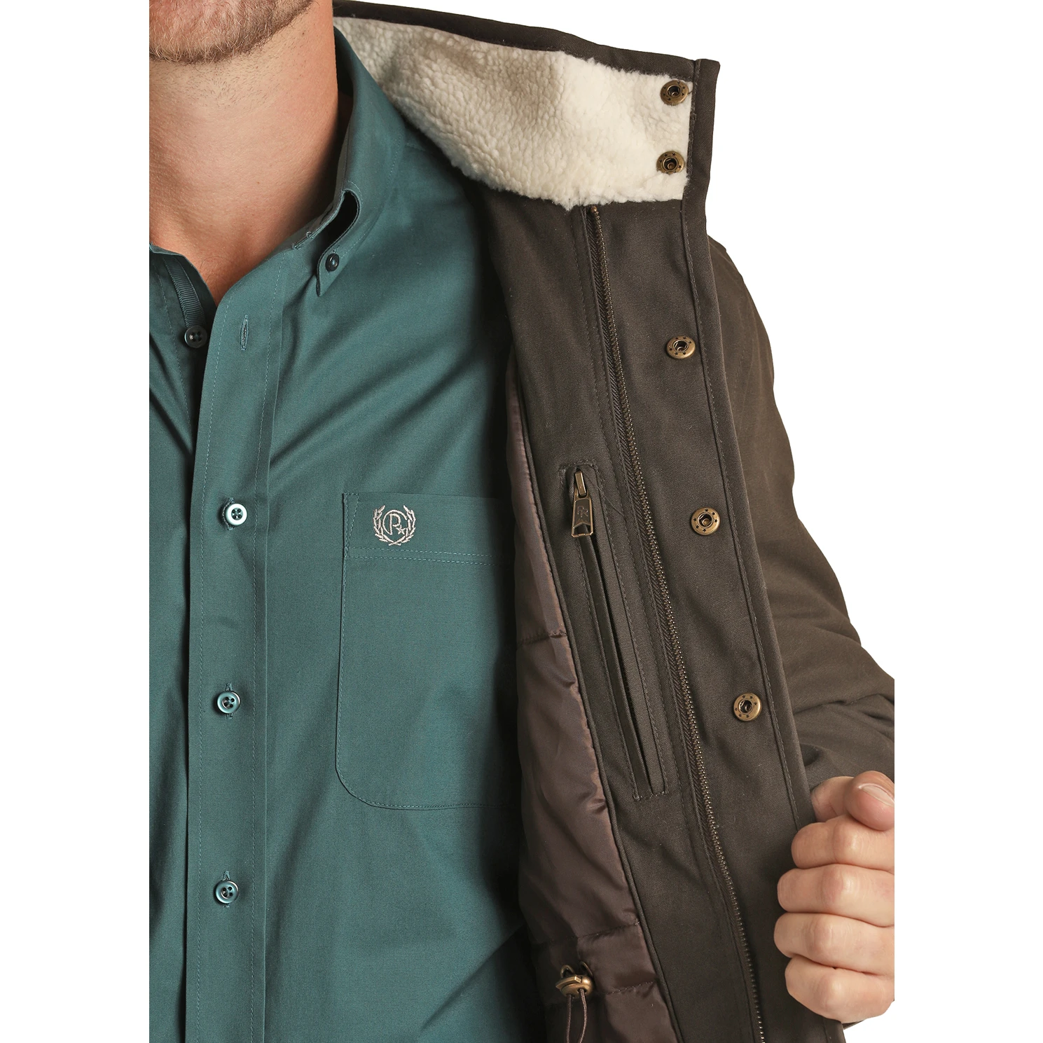 Powder River® Men's Brown Wool Serape Canvas Jacket PRMO92RZZ8-22