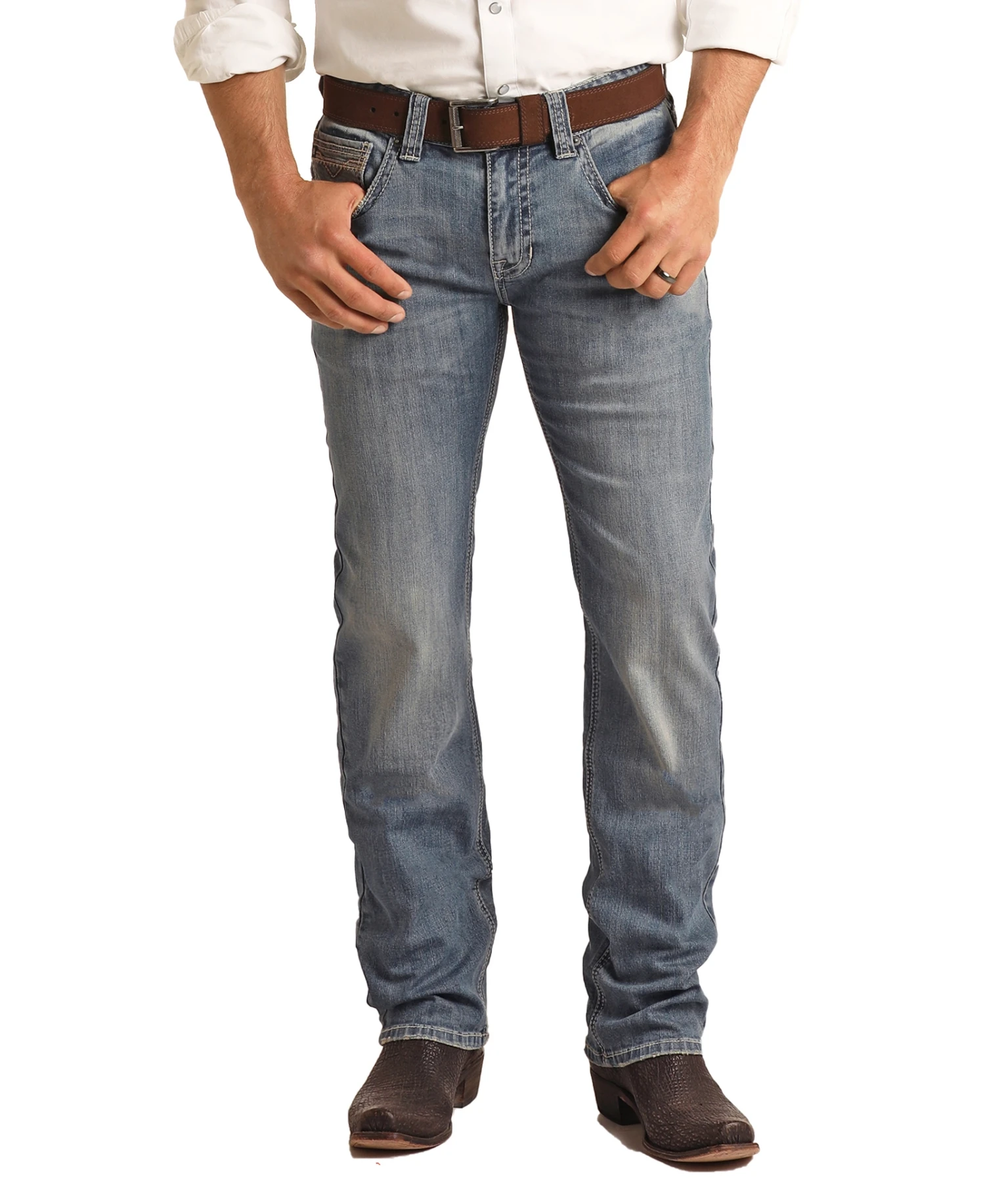 Rock & Roll® Men's Pistol Reflex Ivory Light Wash Straight Leg Jeans RRMDSPRZSL