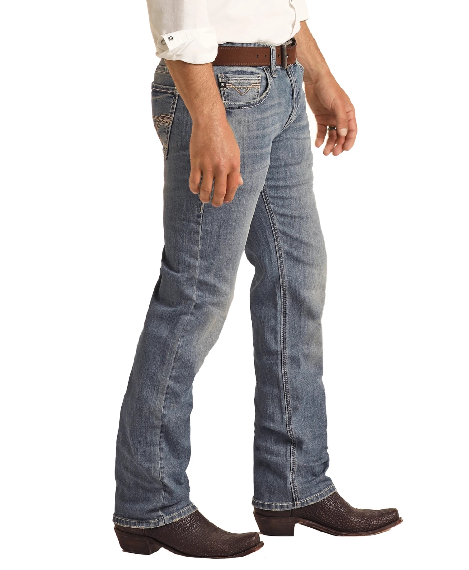 Rock & Roll® Men's Pistol Reflex Ivory Light Wash Straight Leg Jeans RRMDSPRZSL