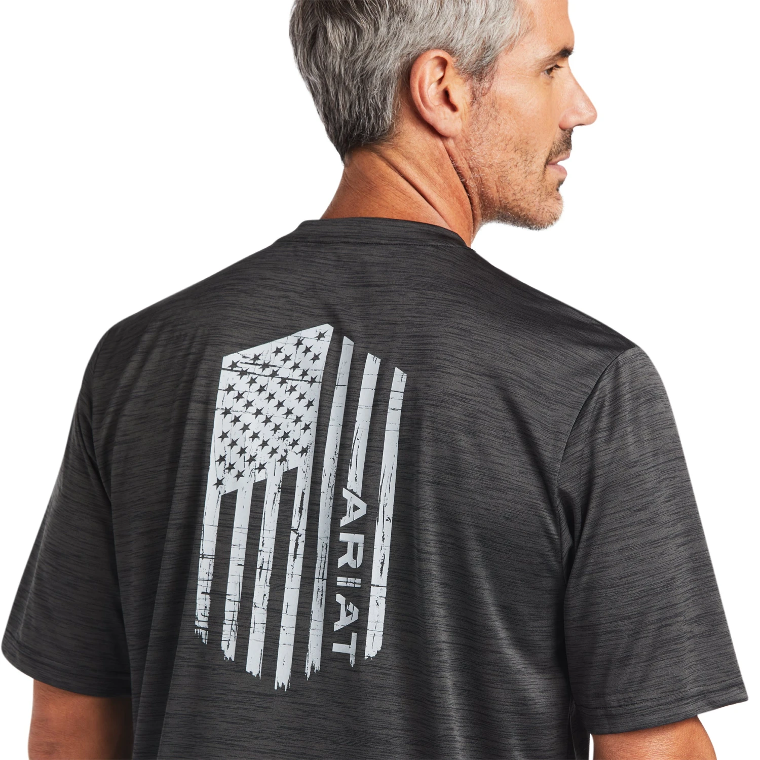 Ariat® Men's Charger Vertical Flag Charcoal Short Sleeve Tee 10039553