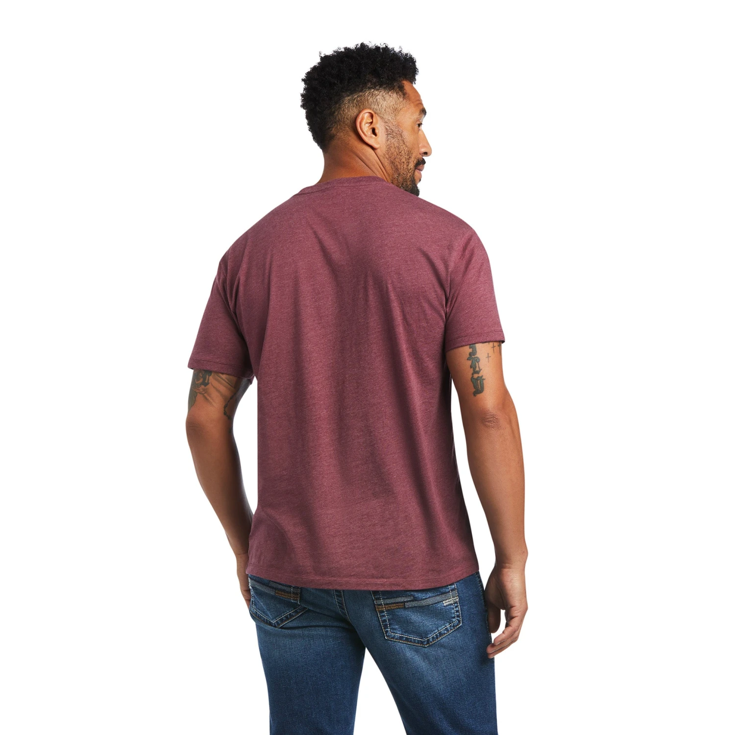 Ariat® Men's Steer Skull USA Burgundy Heather T-Shirt 10040868