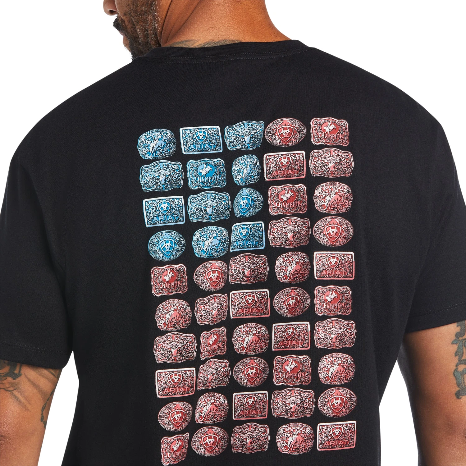 Ariat® Men's Black Buckle Flag Graphic Short Sleeve T-Shirt 10040872