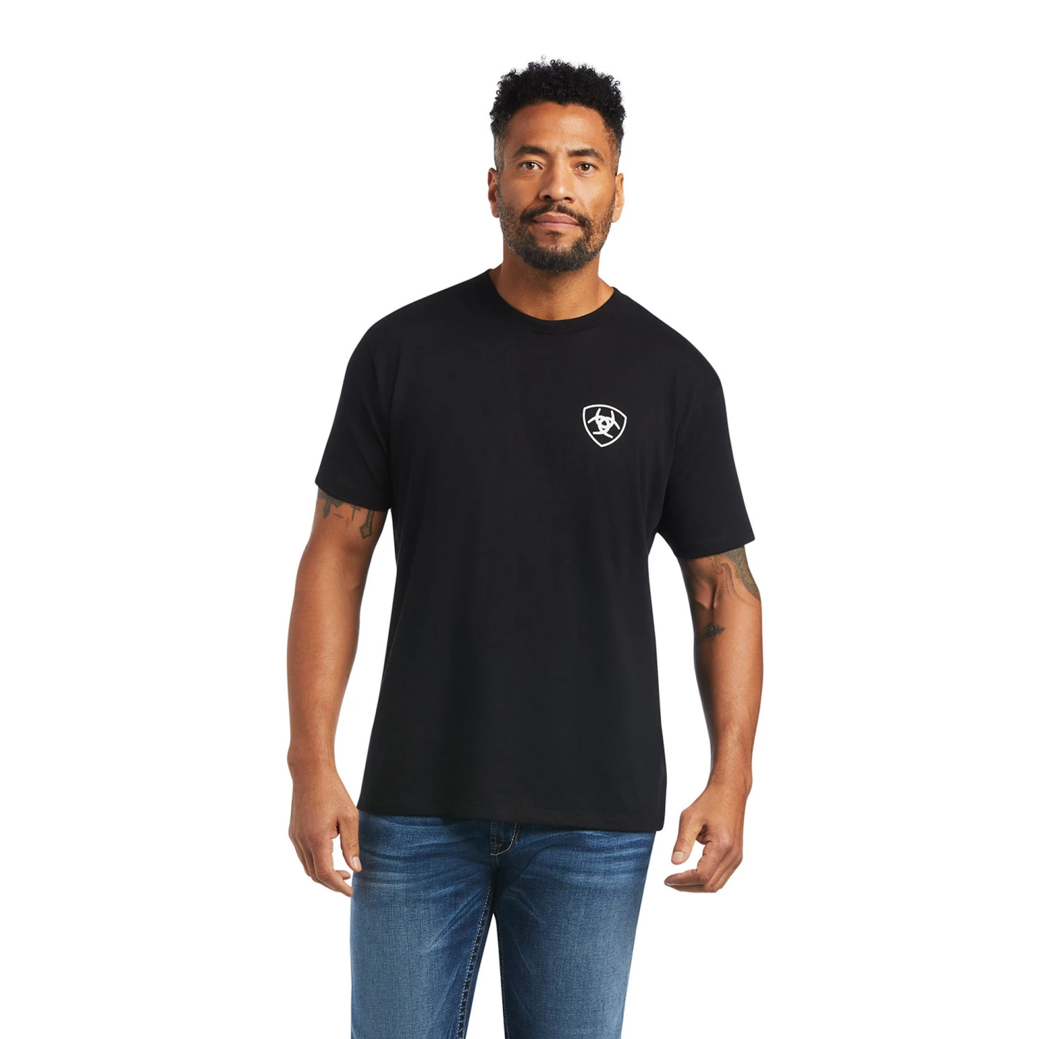 Ariat® Men's Black Buckle Flag Graphic Short Sleeve T-Shirt 10040872