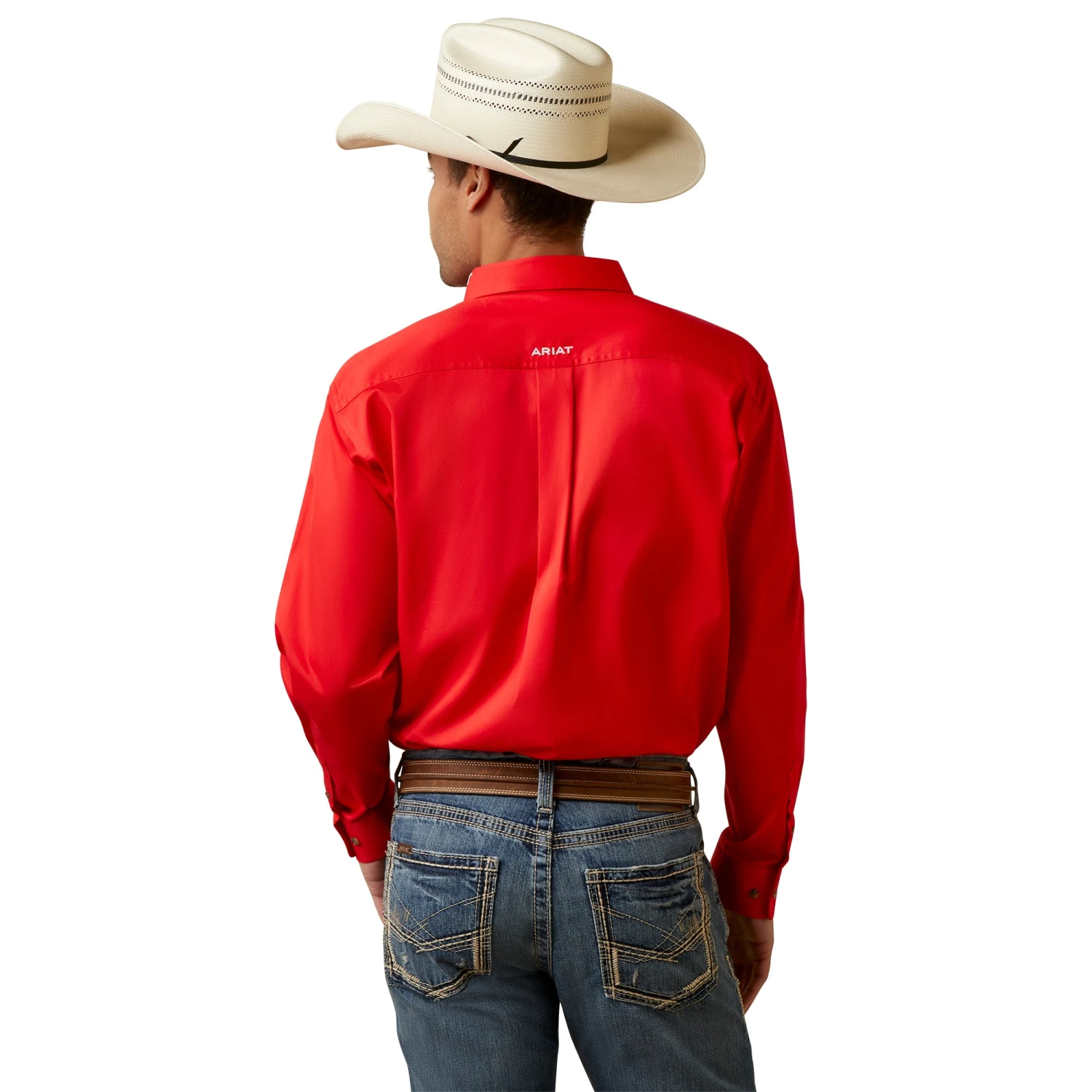 Ariat® Men's Team Logo Poppy Red Twill Button Down Shirt 10044942