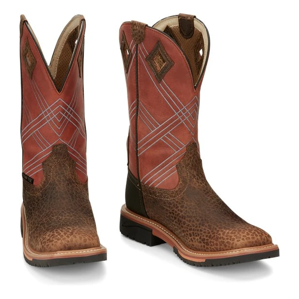 Justin® Men's Dalhart Orange Nano Square Toe Work Boots SE4218